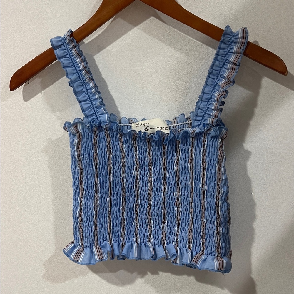 Vintage Blue and White Smocked Top size small